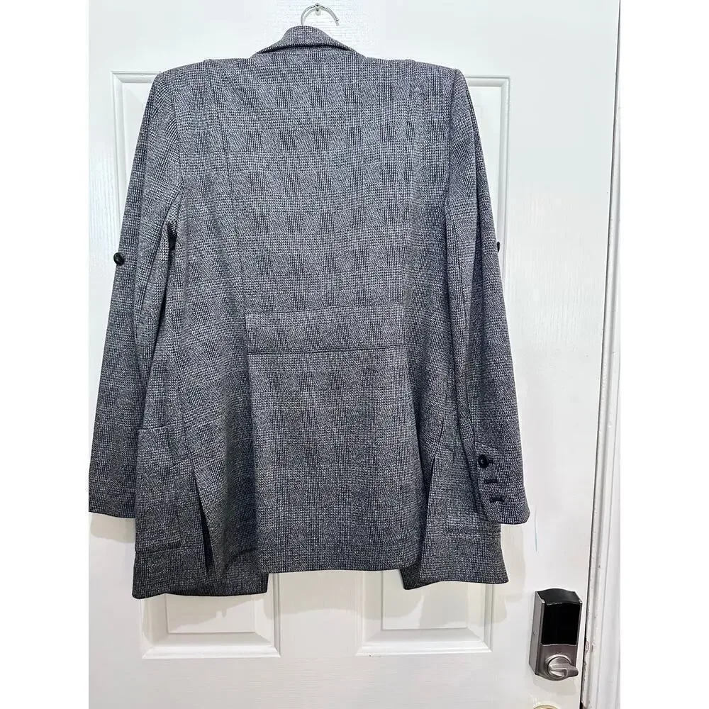 CAbi #3728 Gray Glen Plaid Career Bond Double Breasted Blazer Jacket Size M